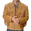 SleekHides Men's Western Cowboy Leather Coat Fringes & Beads custom style wholesale jacket