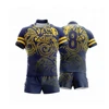 Sublimated cheap rugby uniforms Comfortable Stand Collar custom made quick dry rugby jersey and shorts