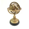8" Antique Brass Armillary Sphere Globe Engraved on Wooden Base Nautical Decor