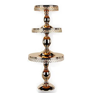 Image of Three Sizes Cupcake Wedding Athens Gold Dessert Metal Rack Wholesale Cake Display Stand Set