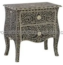 Indian Moroccan Style Camel Bone Inlay Consolecabinet Furniture