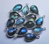 Sterling Silver Labradorite Faceted Pear Shape Connector Pendant & Charm Gemstone