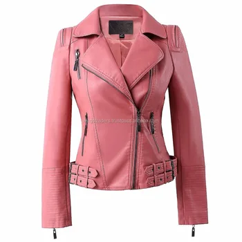 jaqueta de couro feminina rosa