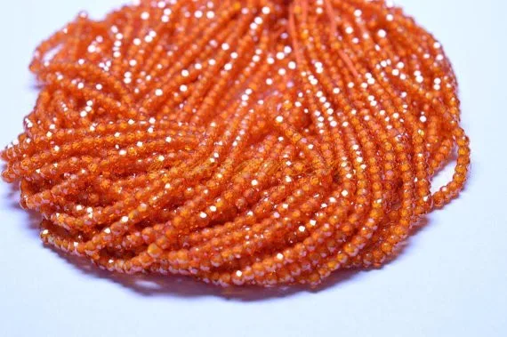 天然橙色锆石刻面 rondelle 3 毫米大小松散宝石 roundel 珠子
