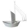 White powder coated metal replica ship with wire flag