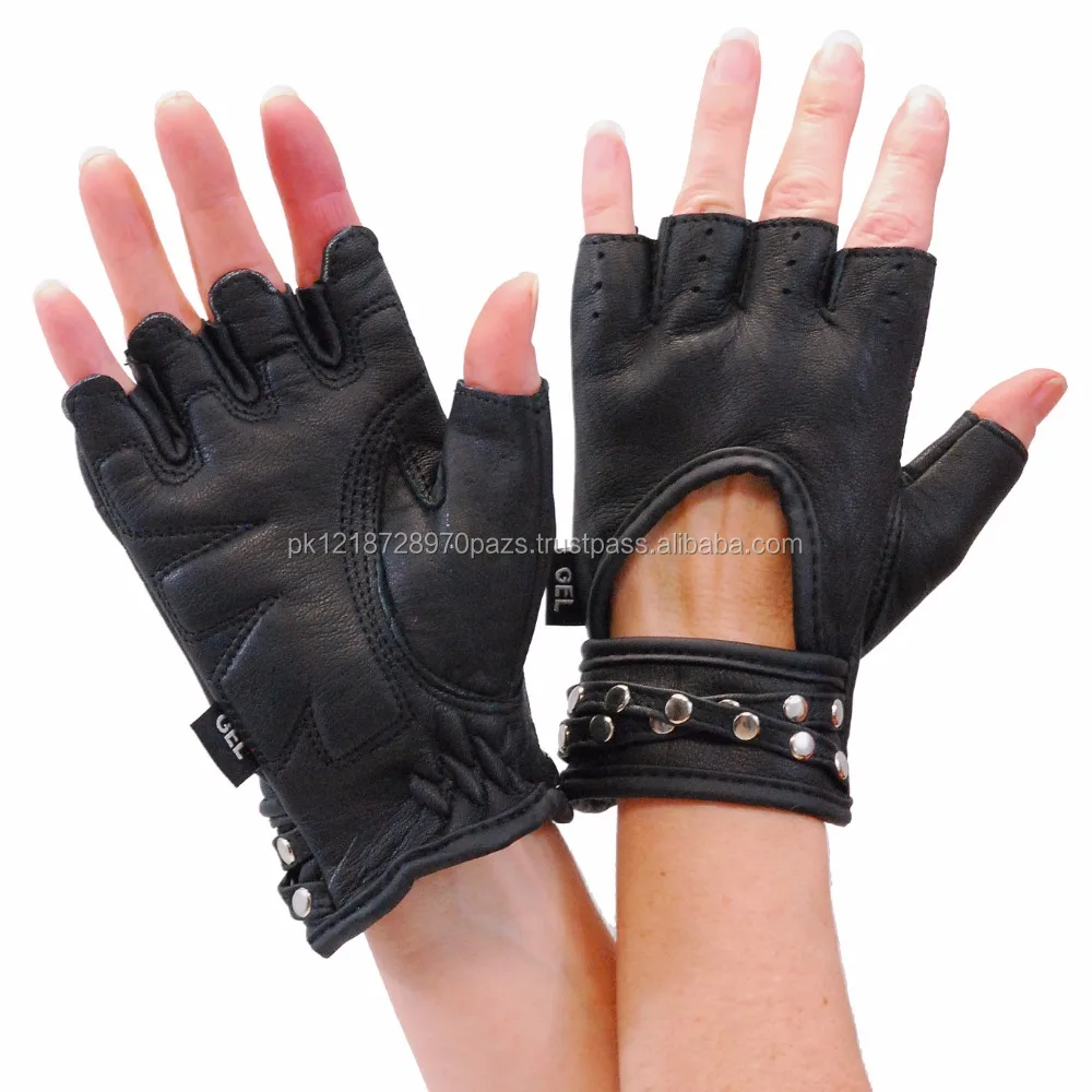studded fingerless gloves
