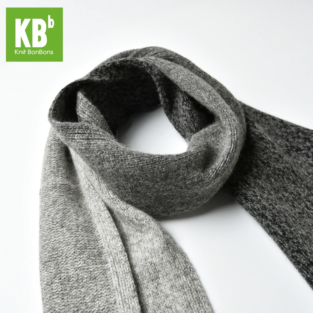 Fashion Custom Made 100% Lambswool Funky Winter Adult Knitted Scarf - Grey