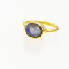 Blue Shadow Natural Labradorite Reaction Night Ring Jewelry