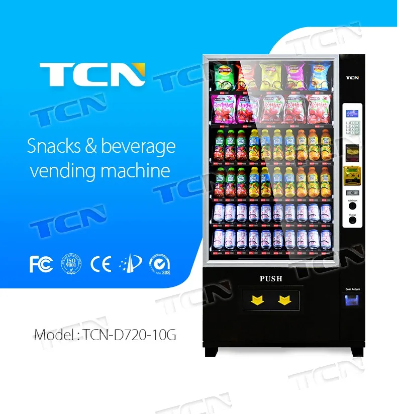 Black White Automatic Drink And Snack Vending Machine