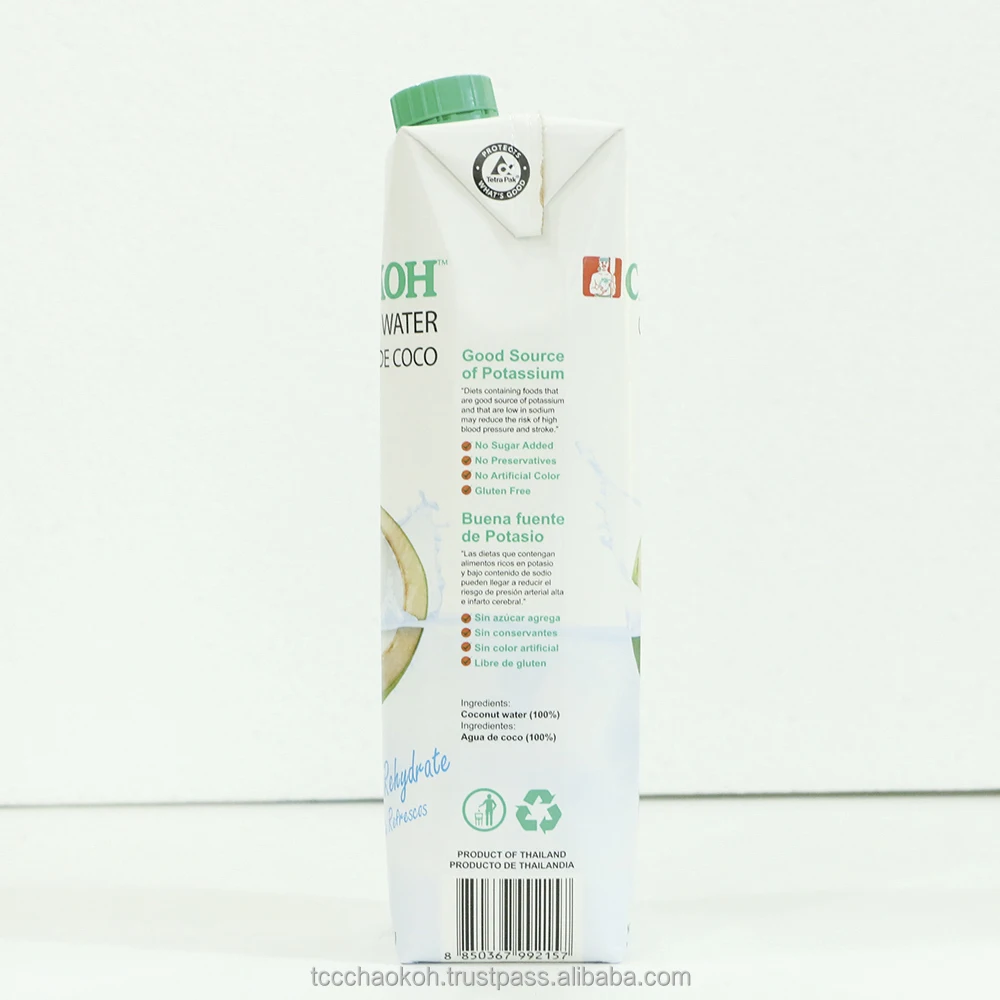 
CHAOKOH UHT Coconut Water Packed in Aseptic box original package (1000 ml) 