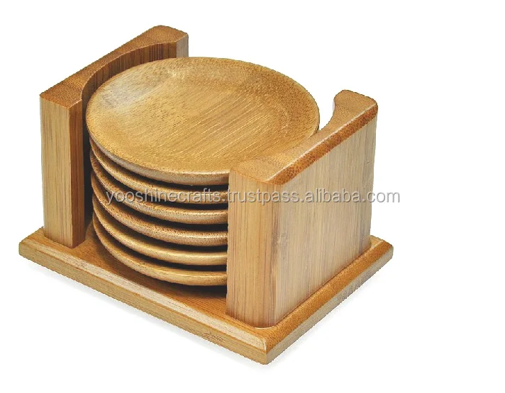 Bamboo cup mat, Wood coaster holder