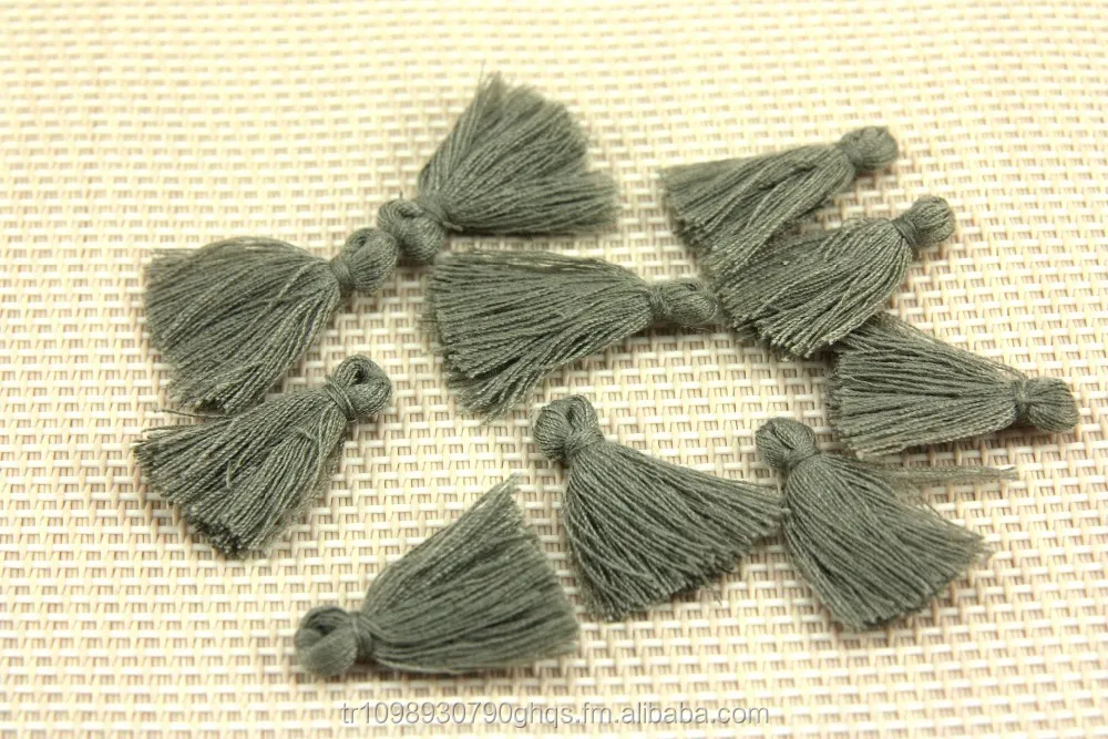 Mini Tassels, 2,5cm Cotton Tassels, Tiny Short Cotton Tassels, Gray Cotton Tassel, Handmade Mini Tassels, Mini Cotton Tassle