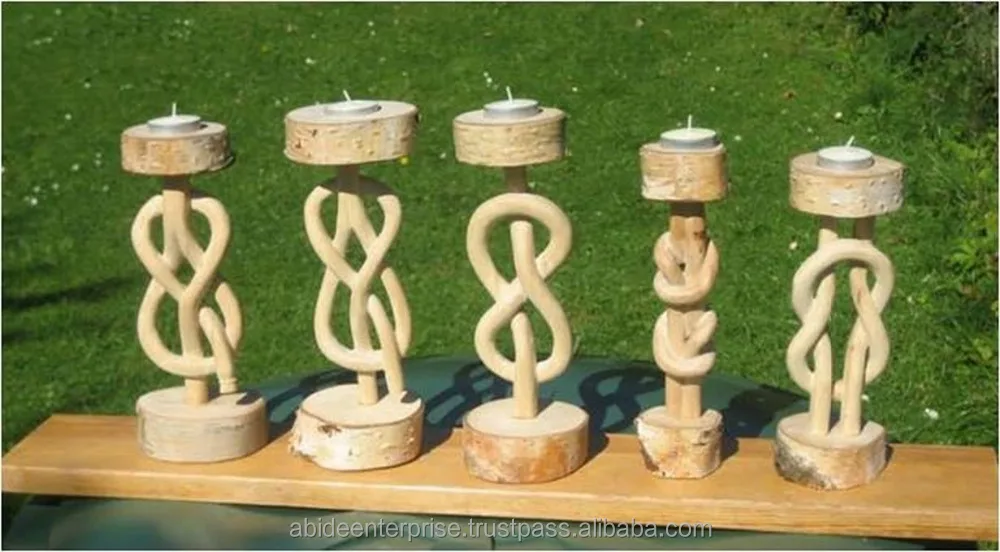 unfinished wood candle holders