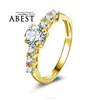 6.0mm Center Stone Engagement Ring 10K Yellow Gold Micro Pave Stones Simple Wedding Ring Lady's Fashion Jewelry Ring