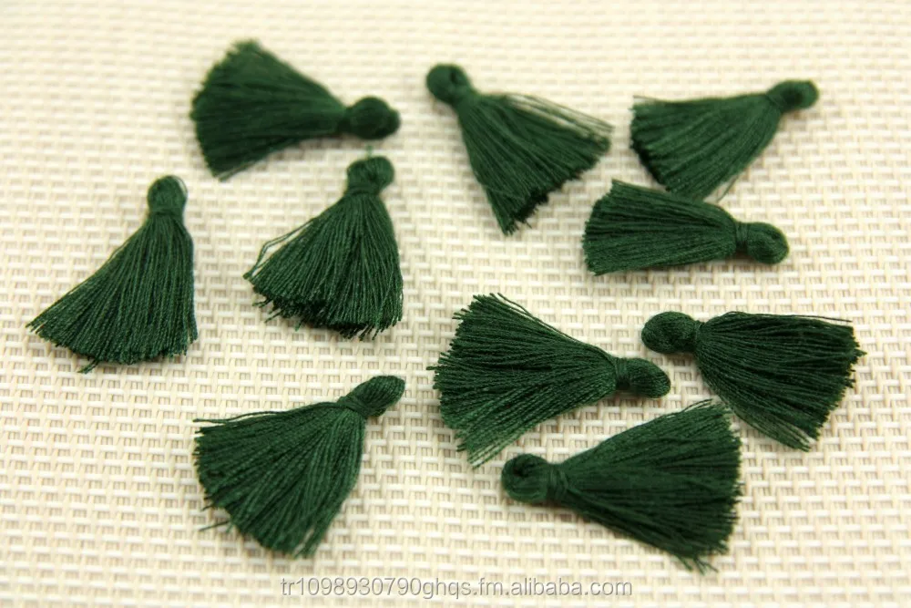 Mini Tassels, 2,5cm Cotton Tassels, Small Tassels, Dark Army Green Tassel, Handmade Mini Tassels, Mini Cotton Tassels,