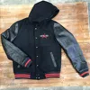 Hooded Custom design raglan sleeve fleece varsity jacket at Noki Wears