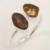 925 Sterling Silver Jewelry Rings Natural YELLOW TOURMALINE Rough Raw 2 stones ring open front adjustable