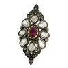Gold 18kt Diamond Ruby Long Ring Gemstone Jewelry 925 Sterling Silver