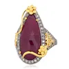 925 Sterling Silver Diamond Ruby Cocktail Ring Gemstone Jewelry Gold 18kt