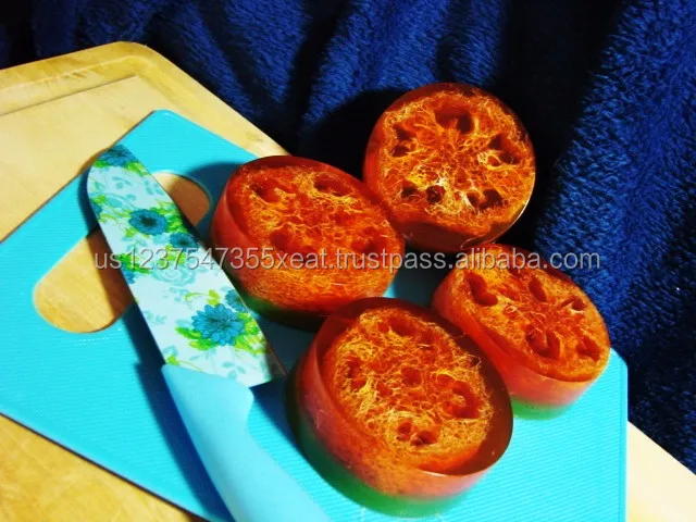 Slice Of Tomato Luffa Handmade Soap With Tomato & Basil Powders
