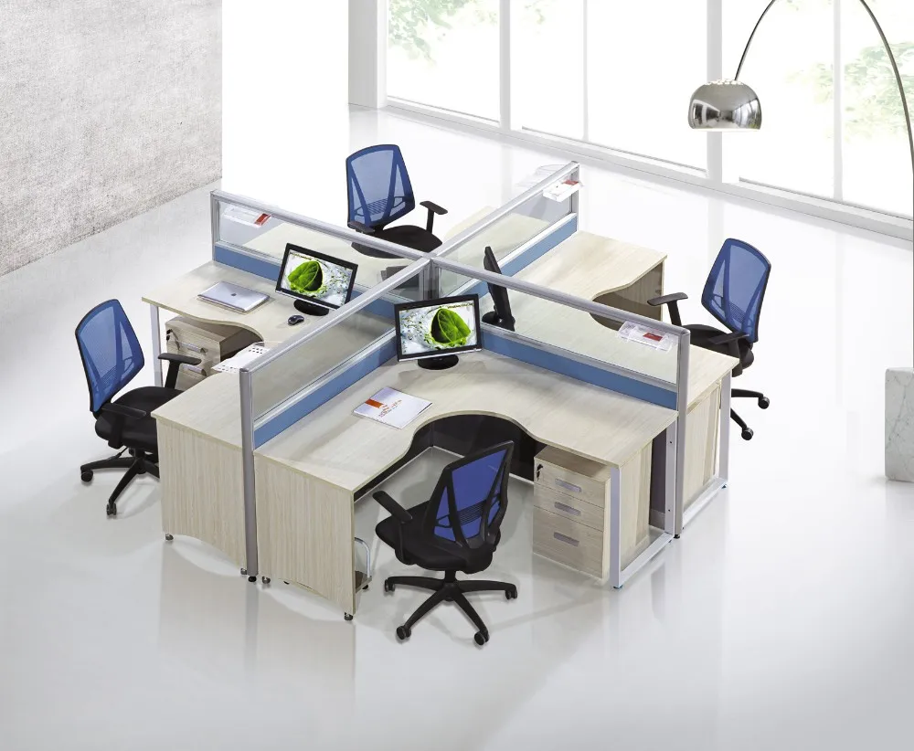 Modular L Shape 4 Person Office Desk With 60 Mm Thick Glass Dividers Buy L Shape Office Desk L Shape Office Desk L Shape Office Desk Product On Alibaba Com