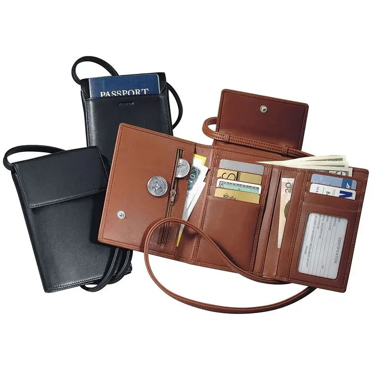 Hanging Travel Neck Pouch With Passport Holder Buy Leather Neck Pouch