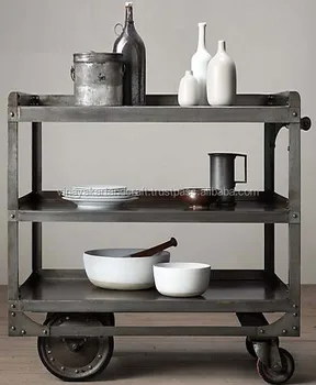 Vintage Style Iron Bar Trolley Kitchen Island Cart Vintage Style Iron Bar Trolley Kitchen Island Cart