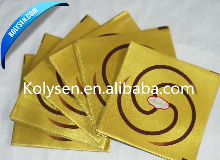 Golden paper wrapped for heart/coin shape milk compound chocolate packing