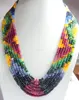 faceted rondelle beads necklace natural emerald ruby sapphire multi gemstones