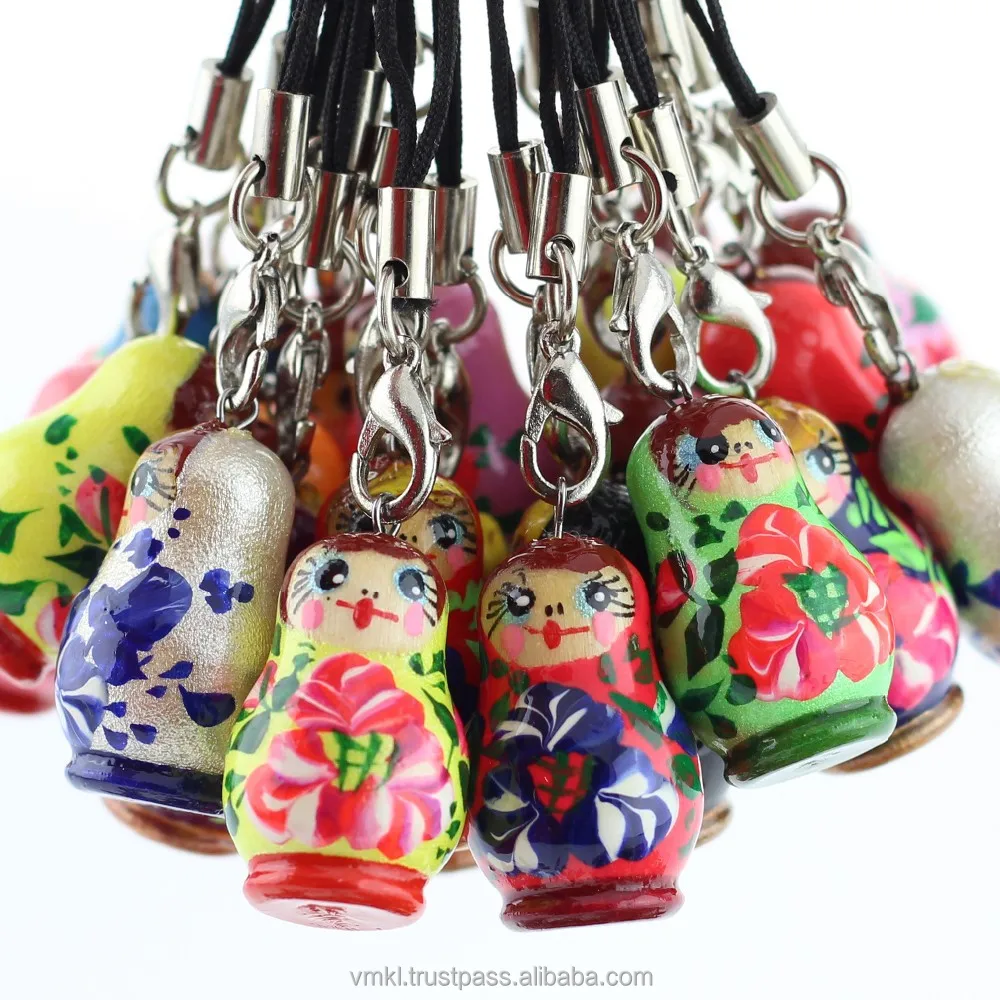 Matryoshka phone charm pendant, handmade phone strap, mix, AT