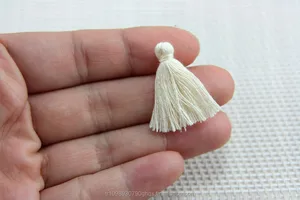 Mini Tassels, 2,5cm Cotton Tassels, Tiny Short Cotton Tassels, Cream Cotton Tassel, Handmade Mini Tassels, Mini Cotton Tassle