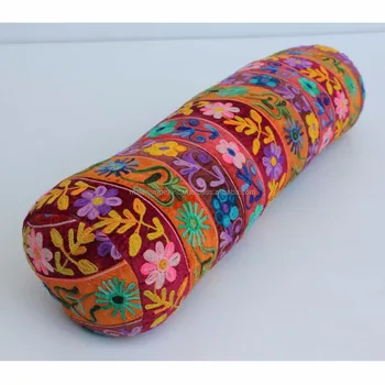 Yoga Velvet Hand Embroidery Cylindrical Yoga Bolster Pillows