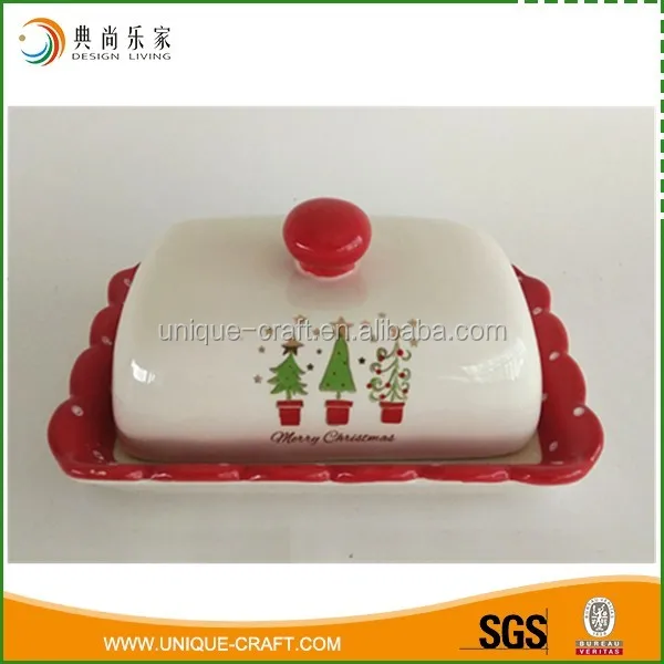 Newest Christmas Ceramic Butter Dish/Plate with lid