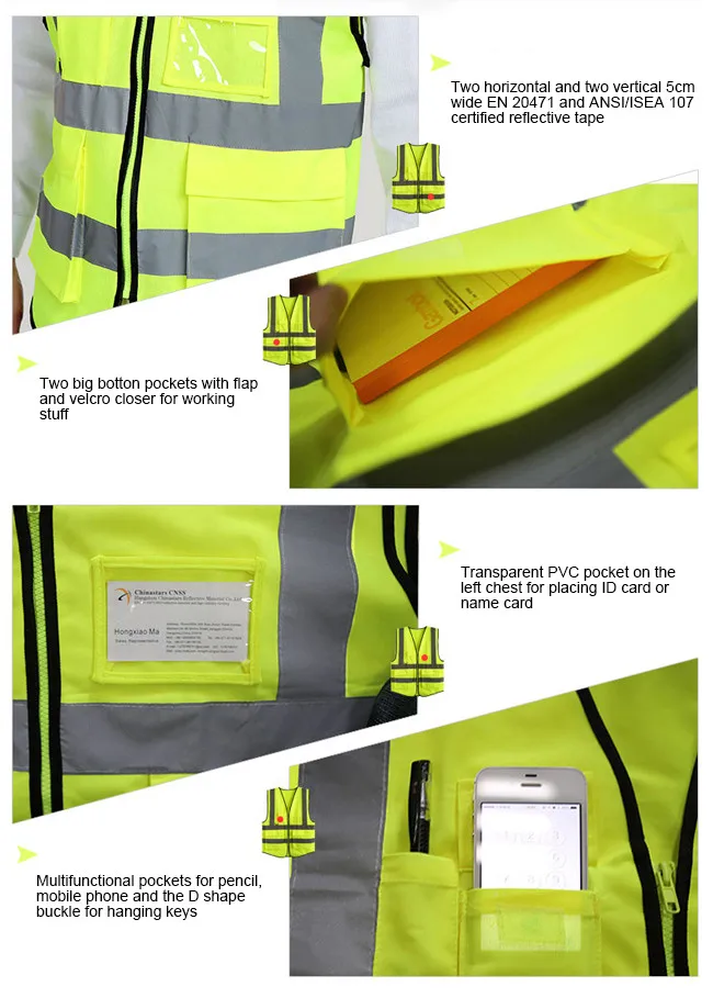 Customizable En 20471 And Ansi/isea 107 Reflective Safety Vest - Buy ...