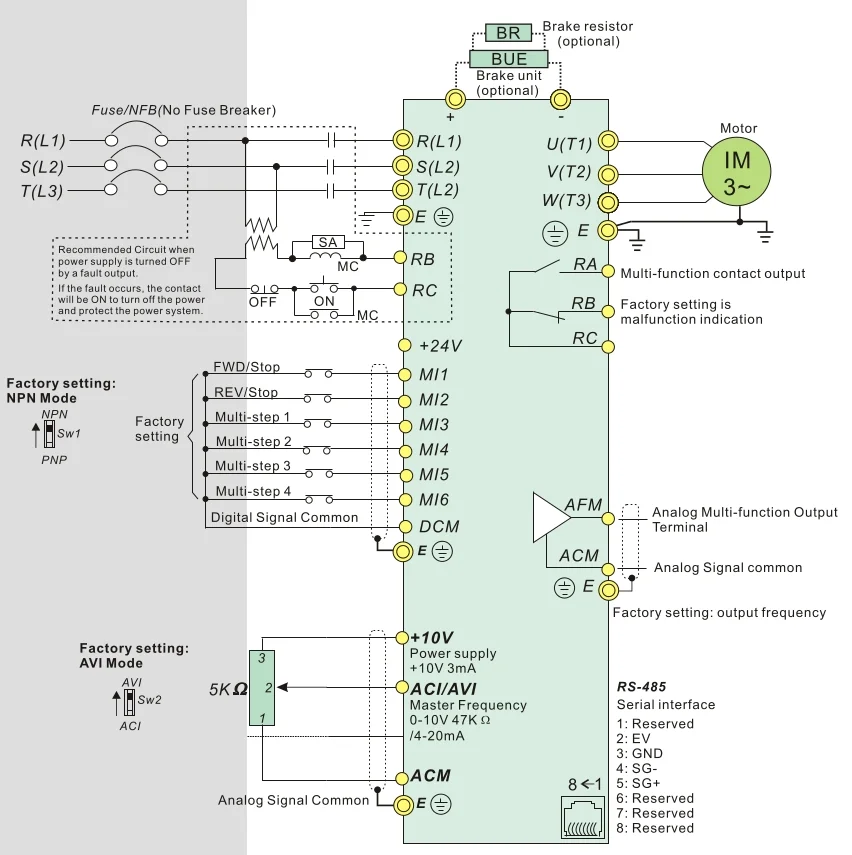 Delta inverter bağlantı şeması