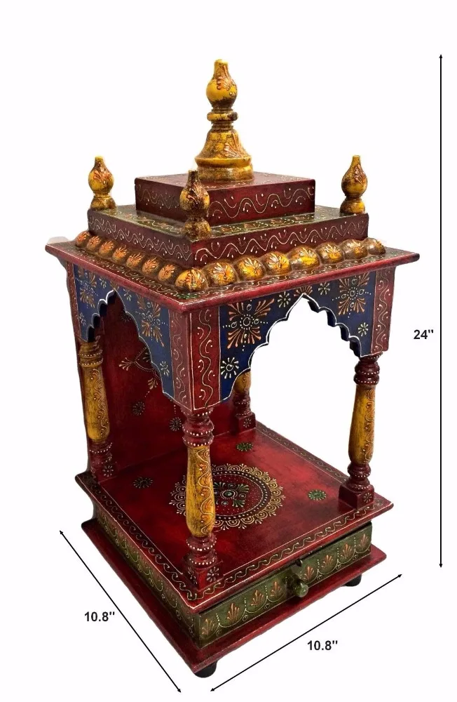 Small Handpainted Wooden Poja Mandir Buy Wood Pooja Mandir