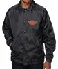 Black Coach jacket with inside sublimation printed inside lining