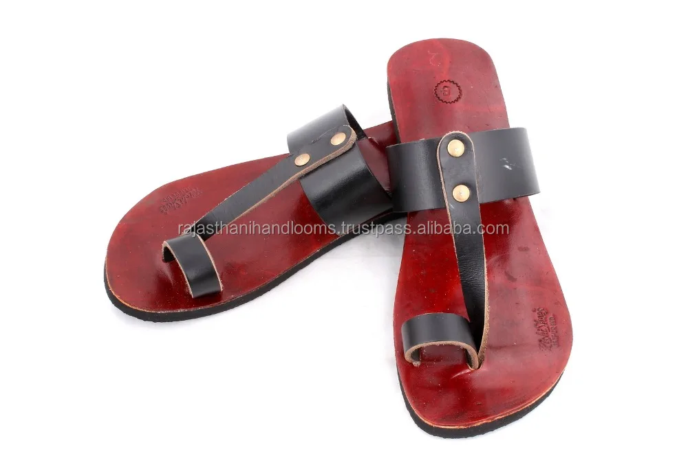 RH02 MEN LEATHER MOROCCAN STYLE HANDMADE SLIPPER INDIAN TOE STRAP