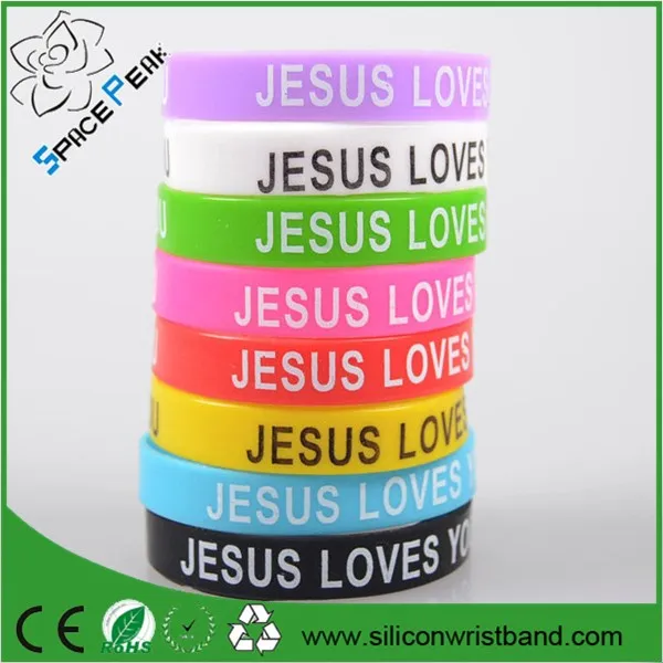 Jesus Loves You Silicone Wristbands Rubber Inspirational Bracelets