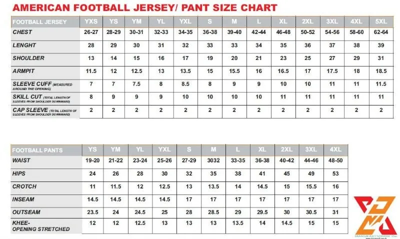 Youth Football Size Chart