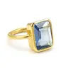 Kyanite Quartz Octagon Shape Gemstone Bezel Set Ring