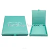 Aqua blue luxury monogram embroidered hinged lid wedding invitation boxes