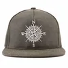 [P502-P505] WAX coating COMPASS logo vintage color snapback cap