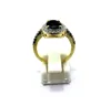 Black Onyx 7x9mm Oval & C.Z Studded 925 Sterling Silver Gold Plated Ring