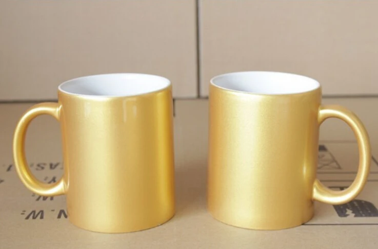 
Sublimation Blank 11oz Glossy Gold Silver Ceramic Mug 
