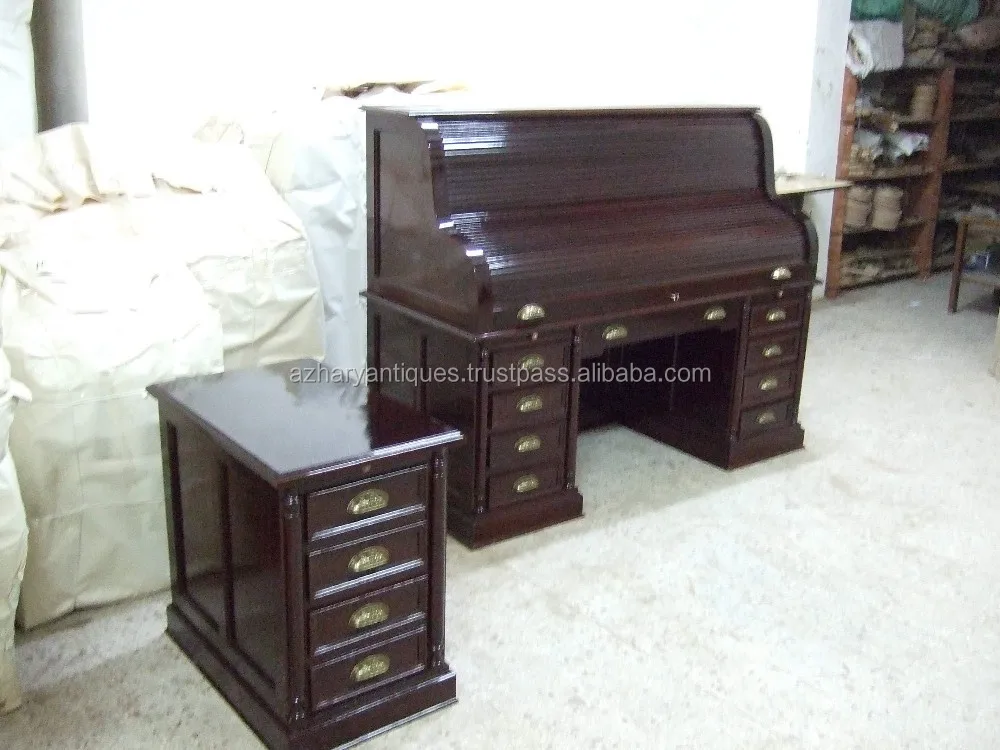 English Style Roll Top Desk And A File Cabinet Buy Large And