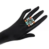 14k Yellow Gold Pave Diamond Opal Emerald & Spacify Garnet Cocktail Ring 925 Sterling Silver Women Ring Jewelry Manufacturer