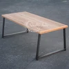 Industrial Style wholesale price broad slab metal long length wooden top coffee table
