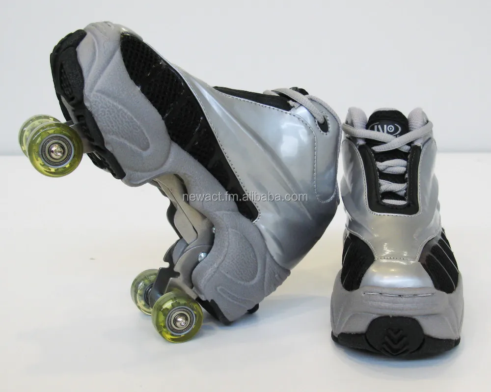 kick roller skate shoes 4 wheels retractable