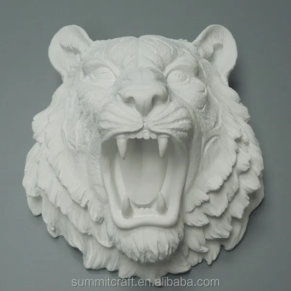 Resin 3d Small White Tiger Head Animal Head Wall Mounted Decoration